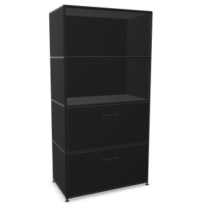 Bosse Modul Space Kombiregal - unten 2 Klappen - oben 2 offene Regalfächer - schwarz Bosse Modul Space Kombiregal - unten 2 Klappen - oben 2 offene Regalfächer - schwarz