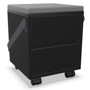 Palmberg Rollcontainer/Sitzhocker FIFFI schwarz mit Gurt u. Sitzkissen grau Palmberg Rollcontainer/Sitzhocker FIFFI schwarz mit Gurt u. Sitzkissen grau