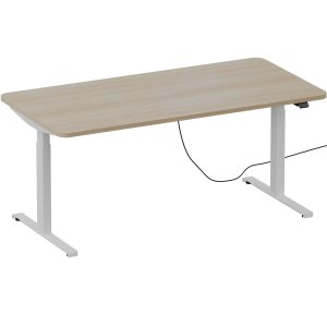 Schreibtisch NewWORK elektrisch höhenverstellbar - Gestell weiß - Platte Lakeland Akazie Schreibtisch NewWORK elektrisch höhenverstellbar - Gestell weiß - Platte Lakeland Akazie