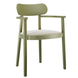 THONET 118 SPFV Holzstuhl mit Armlehnen | Gestell olivgrün | Sitz gepolstert | Stoff Sahco Safire 006 THONET 118 SPFV Holzstuhl mit Armlehnen | Gestell olivgrün | Sitz gepolstert | Stoff Sahco Safire 006
