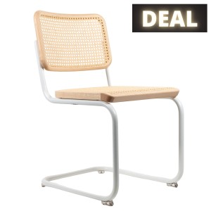 THONET Stahlrohr-Freischwinger S 32 V Rohrgeflecht-Sitz Esche Pure Materials - Gestell weiß THONET Stahlrohr-Freischwinger S 32 V Rohrgeflecht-Sitz Esche Pure Materials - Gestell weiß