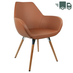 Profim FAN 10 HW mit Holzbeinen Eiche - Bezug Premiumleder cognacbraun Profim FAN 10 HW mit Holzbeinen Eiche - Bezug Premiumleder cognacbraun