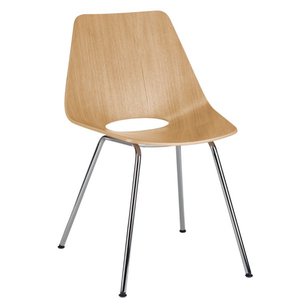 THONET S 661 Stahlrohrstuhl Edelholz Eiche - Gestell chrom