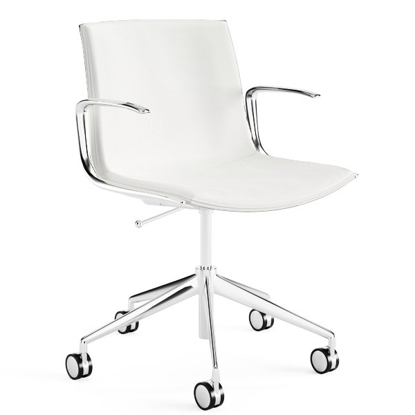 Arper CATIFA Up 6207 Leder Elmo soft weiß mit Gestell Alu glänzend