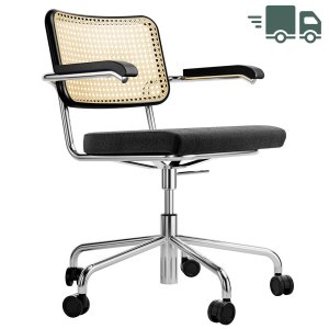 THONET Drehsessel S 64 VDR Atelier mit Armlehnen - Sitz gepolstert - Gestell verchromt THONET Drehsessel S 64 VDR Atelier mit Armlehnen - Sitz gepolstert - Gestell verchromt