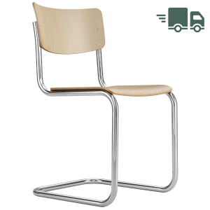 THONET Stahlrohr-Freischwinger S 43 Formholzschale Buche natur - Gestell verchromt THONET Stahlrohr-Freischwinger S 43 Formholzschale Buche natur - Gestell verchromt