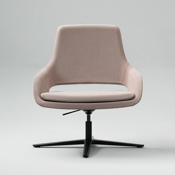 narbutas Sandie Loungesessel mit niedriger Rückenlehne und Drehgestell in Schwarz, höhenverstellbar