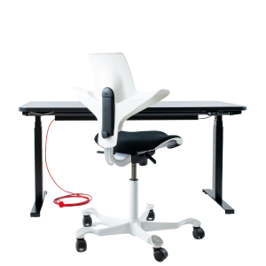 Schreibtisch NewWORK schwarz & HAG CAPISCO PULS 8020 weiß "white edition" Schreibtisch NewWORK schwarz & HAG CAPISCO PULS 8020 weiß "white edition"