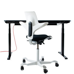 Schreibtisch NewWORK schwarz & HAG CAPISCO PULS 8020 weiß "white edition" Schreibtisch NewWORK schwarz & HAG CAPISCO PULS 8020 weiß "white edition"