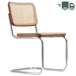 THONET Stahlrohr-Freischwinger S 32 V Rohrgeflecht-Sitz Nussbaum Pure Materials - Gestell verchromt THONET Stahlrohr-Freischwinger S 32 V Rohrgeflecht-Sitz Nussbaum Pure Materials - Gestell verchromt