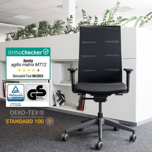 Lento Bürostuhl MT12 hohe Rückenlehne - Fußkreuz Kunststoff schwarz - Beispielbild Lento Bürostuhl MT12 hohe Rückenlehne - Fußkreuz Kunststoff schwarz - Beispielbild