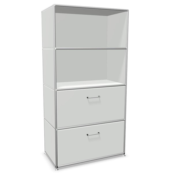 Bosse Modul Space Kombiregal - unten 2 Klappen - oben 2 offene Regalfächer - weiß