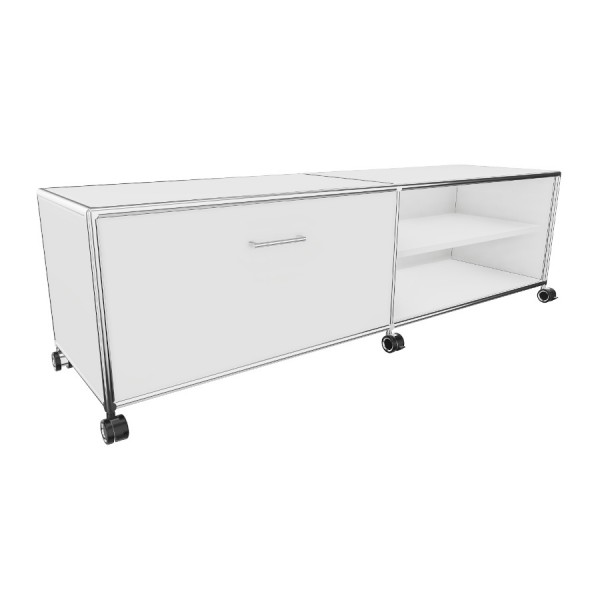 Bosse TV-Board 1 OH Breite 160 cm in Melamin Weiß mit 1 Klappe und 1 offenen Fach