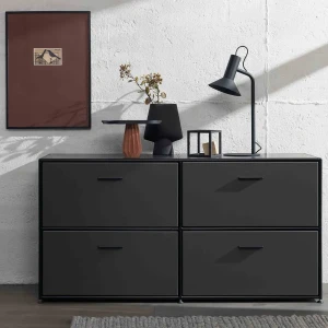 Bosse Solutions Sideboard | 2 Auszüge unten | 2 Klappen oben | Melamin anthrazit | Black Edition Bosse Solutions Sideboard | 2 Auszüge unten | 2 Klappen oben | Melamin anthrazit | Black Edition