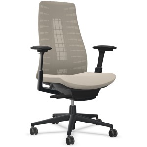 HAWORTH Fern Bürodrehstuhl braun mit Netzrücken - Gestell schwarz Seitenansicht HAWORTH Fern Bürodrehstuhl braun mit Netzrücken - Gestell schwarz Seitenansicht
